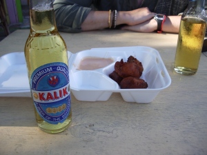 Conch fritters and a cold ass beer